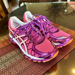 NEW ASICS Gel Kayano 20th Anniversary Pink, Orange & Purple Running Shoes S 11